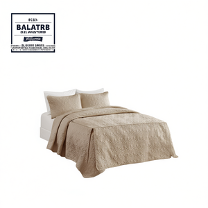 Juego de Cubrecama Acolchado de 3 Piezas Khaki King, con Pliegues en las Esquinas, para Todas las Estaciones, de Poliéster - Product Image 1