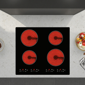 Table de cuisson électrique 6000W à 4 zones radiantes avec contrôle tactile 9 niveaux de puissance Table de cuisson en céramique <span class=keywords><strong>60</strong></span> <span class=keywords><strong>cm</strong></span> pour la maison - Product Image 4