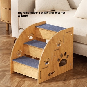 Massivholz Umweltfreundliche Haustiertreppe Rutschfeste Schräge Leiter Quadratische Form PP-Baumwollfüllung Kleine Größe Sofa für Hunde und Ihre Pelzigen Freunde - Product Image 4