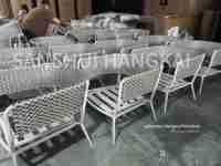 Canapé d'extérieur Hangkai, chaise en rotin pour balcon, canapé individuel en rotin pour cour extérieure, chaise décontractée en rotin pour balcon, table basse