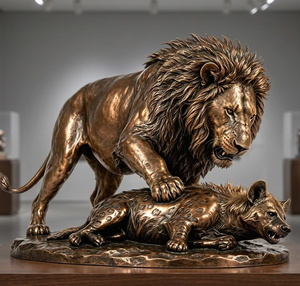 Escultura de León y Hiena en Bronce Personalizada - Tamaño a Medida e Instalación Global Incluida - Product Image 1