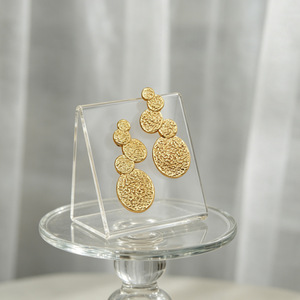 Pendientes Largos de Acero Inoxidable con Textura Martillada, Chapados <span class=keywords><strong>en</strong></span> Oro de 18K, Resistentes al Agua, Diseño <span class=keywords><strong>Irregular</strong></span>, Joyería Ganku - Product Image 5