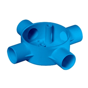กล่องต่อสายไฟฟ้าสีน้ำเงินยี่ห้อ AC แบบ PVC สี่ทาง ได้รับการรับรองมาตรฐาน ISO9001 และ BS EN 61386 21 ป้องกันการเกิดไฟไหม้ ขายส่ง - Product Image 1