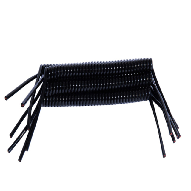 Custom PU Retractable Cable with Spiral Spring PVC Jacket and Braid Shielding Power Coiled Spring for Electronics