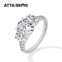 Nouvelle arrivée 3 pierres 925 argent Sterling Moissanite diamant bague de fiançailles pour les femmes avec Halo Moissanite bague