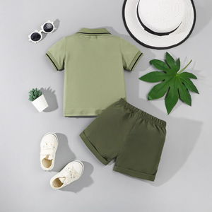 Set Polo con Ricamo Dinosauro per Bambino, Completo Estivo in Maglia Waffle con Maniche Corte e <span class=keywords><strong>Pantaloncini</strong></span>, Abbigliamento per Bambini all'Ingrosso - Product Image 3