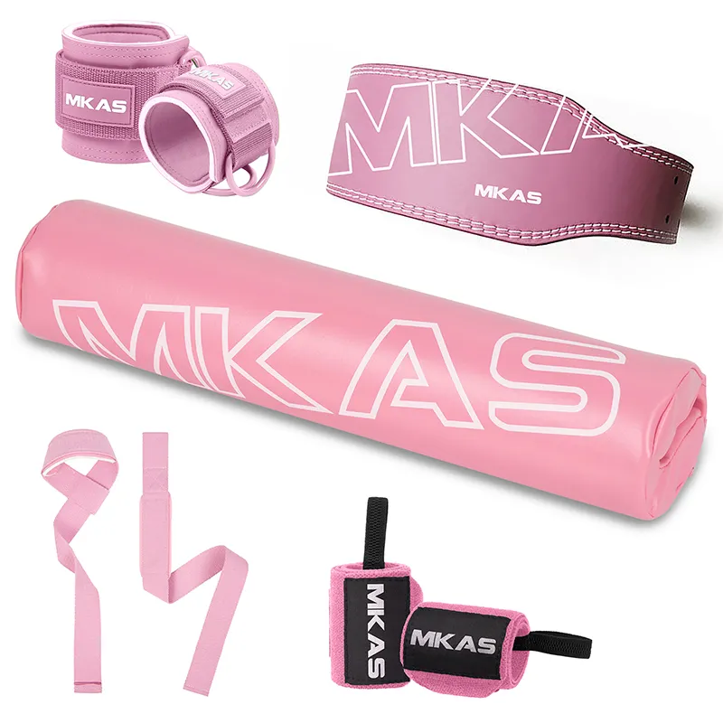 MKAS Ensembles multi-produits Sangles roses d'haltérophilie Sangles de ceinture d'haltérophilie personnalisées Sangles de poignet pour coussin d'haltères
