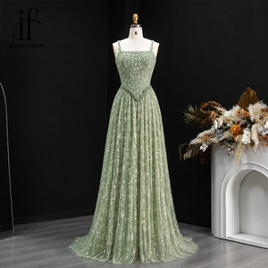 <span class=keywords><strong>Robe</strong></span> de soirée personnalisée pour femme en tulle brodé vert sauge, coupe trapèze, bretelles spaghetti, longueur ras du sol, <span class=keywords><strong>robe</strong></span> de bal formelle - Product Image 4