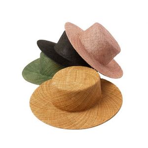 Chapeau de plage en paille pour femme, couleur unie, personnalisé, haute qualité, style borsalino, idéal pour les voyages et le ski, vente en gros à prix abordable - Product Image 1
