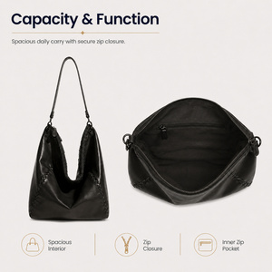 Sac Hobo Femme en Cuir Tressé, Sac Seau à Bandoulière Souple, Sac à Main Sous le Bras avec Fermeture Éclair, 4 Couleurs, Vente en Gros, Personnalisation OEM, Fabrication en Usine - Product Image 4