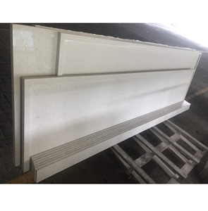 Artificial <b>Stone</b> Prefabricated Sparkle White Quartz Vanity Tops and Matching Backsplash Strips for Bathroom Hotel Projects - Product Image 1