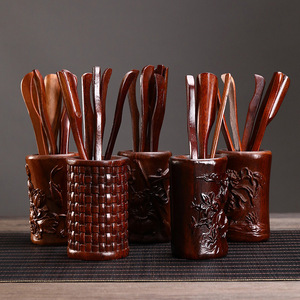 Juego de cucharas de té de palisandro, accesorios de té Kung Fu de madera maciza con forma de cilindro - Product Image 3