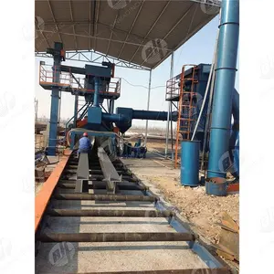 shipyard steel H beam shot blasting machine with painting line