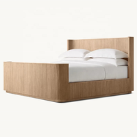 Lit double en bois massif simple américain, meubles de chambre à coucher, chêne, villa, hôtel, vente directe d'usine, personnalisable