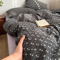 Ensemble de literie personnalisé 4 pièces toutes saisons, housse de couette respirante, taie d'oreiller, ensemble de couette imprimé uni très doux, OEM ODM