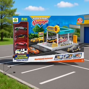 Set de Juguetes de Metal Fundido a Presión Auto Sport Garage, 25 Piezas, Taller con Autos para Niños, Escala 1:64, de Arrastre - Product Image 2