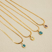 Arc-en-ciel multicolore coeur rond carré Zircon collier breloques pour la fabrication de bijoux en acier inoxydable non terni