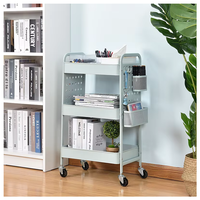 Chariot organisateur ménager à 3 niveaux DIY Pegboard Metal Utility Storage Cart Rolling Kitchen Rack