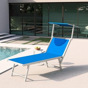 Chaise longue pliante traditionnelle facile à transporter, en métal et aluminium, pour extérieur, patio, bord <span class=keywords><strong>de</strong></span> piscine, inclinable, pour bronzer - Product Image 2