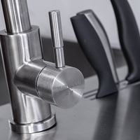 Évier d'angle en acier inoxydable à double bac, grande capacité, fait main, avec porte-couteaux