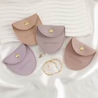 8*8cm rose PU cuir bijoux pochette sac à la main anneau Bracelet collier emballage sac bijoux cuir pochette sac avec Logo