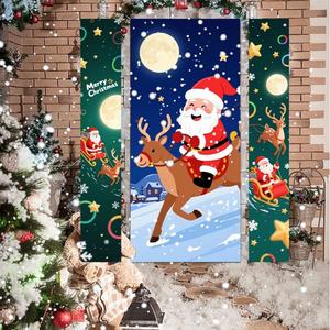 Nouveau Bannière de porte de Noël Père Noël, Couplet de Noël, Décoration de fête, Joyeux Noël, Bonhomme de neige, Rideau de Noël, Ornement du Nouvel An - Product Image 1