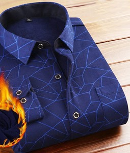 All'ingrosso da <span class=keywords><strong>uomo</strong></span> personalizzato autunno e inverno addensato aggiungere camicia stampata Casual a maniche lunghe in <span class=keywords><strong>lana</strong></span> Slim-Fit - Product Image 2