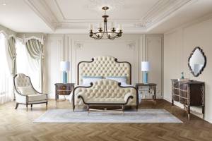 American Light Luxury <strong>Mirrored</strong> <strong>Nightstand</strong> with 2 Drawers Gold Inlay Solid Wood Bedside Table - Product Image 4