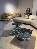 Table basse italienne minimaliste de luxe moderne européenne en acier inoxydable et marbre naturel, réglable en hauteur, durable et haut de gamme