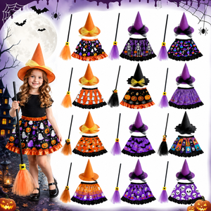 Pafu - Conjunto de <span class=keywords><strong>Disfraz</strong></span> de Bruja de Halloween para Niñas, 3 Piezas, con Sombrero, Escoba y Falda, <span class=keywords><strong>Disfraz</strong></span> de Cosplay para Fiestas - Product Image 1