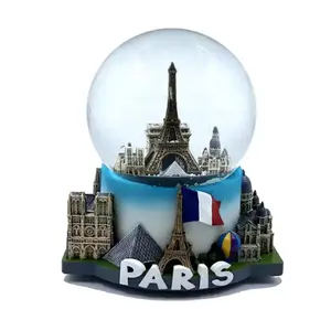 Globo de neve personalizado para Torre Eiffel, catedral de Notre Dame, Paris, famoso edifício 3D, globo de água, lembranças turísticas, presente para presente