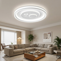 Ventilateur de plafond Zhongshan intégré avec éclairage LED multi-anneaux et moteur silencieux puissant pour une circulation d'air moderne dans le salon