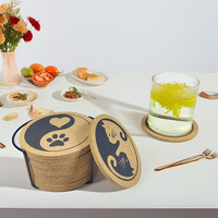 Ensemble de sous-verres en liège naturel jaune écologique, motif de patte de dessin animé mignon, résistant à la chaleur, biodégradable, décoration pour la maison et le bar