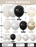 Kit d'arche de ballons doublement garnis personnalisés en noir, or et blanc avec ballons à confettis pour anniversaire, remise de diplôme