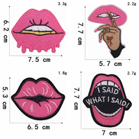 Série Personnalité Fille : Écussons brodés thermocollants en tissu sergé, motif rouge à lèvres et talons hauts pour vêtements