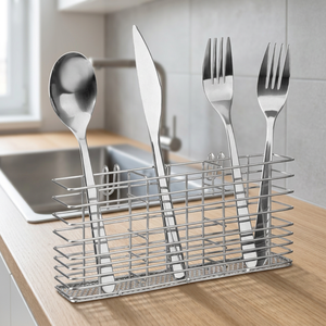 Panier organisateur de couverts en acier inoxydable, support à ustensiles, étagère de rangement pour comptoir de cuisine pour cuillères, fourchettes, couteaux et outils de cuisine - Product Image 5