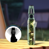 Briquet rechargeable au butane coupe-vent à flamme à jet unique avec verrouillage de sécurité, tête de torche pliable