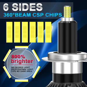 360 độ 6 bên 60 Wát xe đèn pha Bóng đèn H7 <span class=keywords><strong>LED</strong></span> <span class=keywords><strong>H4</strong></span> H11 CANBUS <span class=keywords><strong>LED</strong></span> H8 HB4 Hb3 9005 9006 H1 <span class=keywords><strong>LED</strong></span> Sương Mù Ánh sáng 6000K - Product Image 2