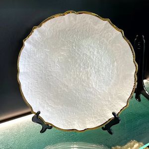 Moderno semplice <span class=keywords><strong>bordo</strong></span> argento piatto cibo irregolare Lace <span class=keywords><strong>oro</strong></span> bordato bistecca vetro <span class=keywords><strong>piatti</strong></span> caricabatterie per Hotel festa decorazione - Product Image 2