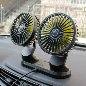 Ventilateur de voiture à double tête USB, mini ventilateur électrique pour camions et berlines avec fonction oscillante - Product Image 1