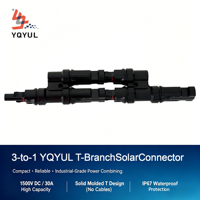 Connecteur en T solaire photovoltaïque YULIAN certifié TUV IP67 à double verrouillage 50A 1000V PPO ignifuge adaptateur de câble 2-en-1