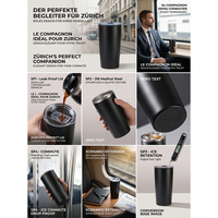 Gobelet à café isotherme à double paroi 500 ml/17 oz en acier inoxydable 304, base antidérapante, personnalisation de marque, approvisionnement en gros, isolation thermique premium 12-24h