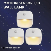Lampe LED murale à détecteur de mouvement ABS minimaliste Fonctionnant sur piles AAA 2700K Blanc chaud Lumière douce Protection des yeux Veilleuse
