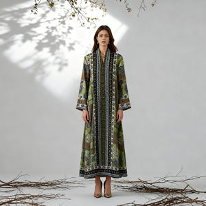 Abaya en polyester imprimée sur mesure, élégante et luxueuse, pour femmes musulmanes, robe de soirée, vente en gros, qualité supérieure - Product Image 1