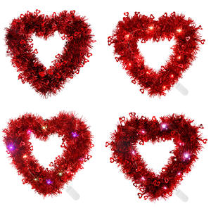 <span class=keywords><strong>Guirlande</strong></span> en forme de cœur <span class=keywords><strong>rouge</strong></span> en paillettes métalliques pour la Saint-Valentin, décoration lumineuse LED, pendentifs pour fête de mariage - Product Image 1