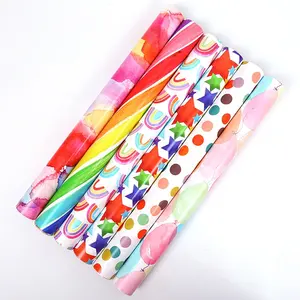 Rolo de papel de embalagem de arco-íris, venda quente, envoltório de folhas de papel de embalar personalizado, conjunto de papel de embrulho lwc