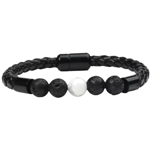 Bracelet pour <span class=keywords><strong>homme</strong></span>, tendance, noir, tressé, avec breloques, en acier inoxydable, <span class=keywords><strong>luxe</strong></span>, magnétique, masculin, cadeau tendance - Product Image 4