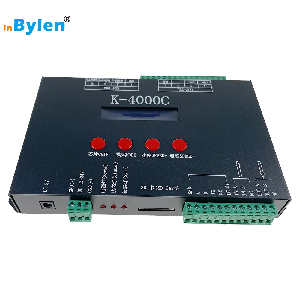 SD kart ile popüler öğe K-4000C DC5-24V 2048 piksel adresli LED DMX 512 adresli Led şerit programlanabilir denetleyici