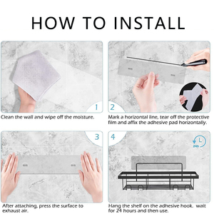 Paquete de 2 accesorios de baño Organización de artículos de tocador montados en la pared Estantes de <span class=keywords><strong>ducha</strong></span> de acero inoxidable sin perforación <span class=keywords><strong>con</strong></span> ganchos adhesivos - Product Image 5