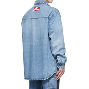 <span class=keywords><strong>Camicia</strong></span> da uomo Casual di alta qualità <span class=keywords><strong>camicia</strong></span> di Jeans in cotone 100% Patchwork <span class=keywords><strong>blu</strong></span> <span class=keywords><strong>giacca</strong></span> da uomo lavata Streetwear taglie forti <span class=keywords><strong>camicia</strong></span> da uomo - Product Image 3